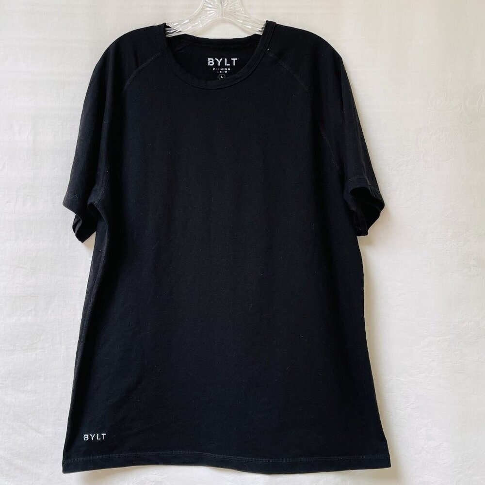 BYLT Preium Crew Shirt Mens Large Black Premium Basics Short Sleeve Festival